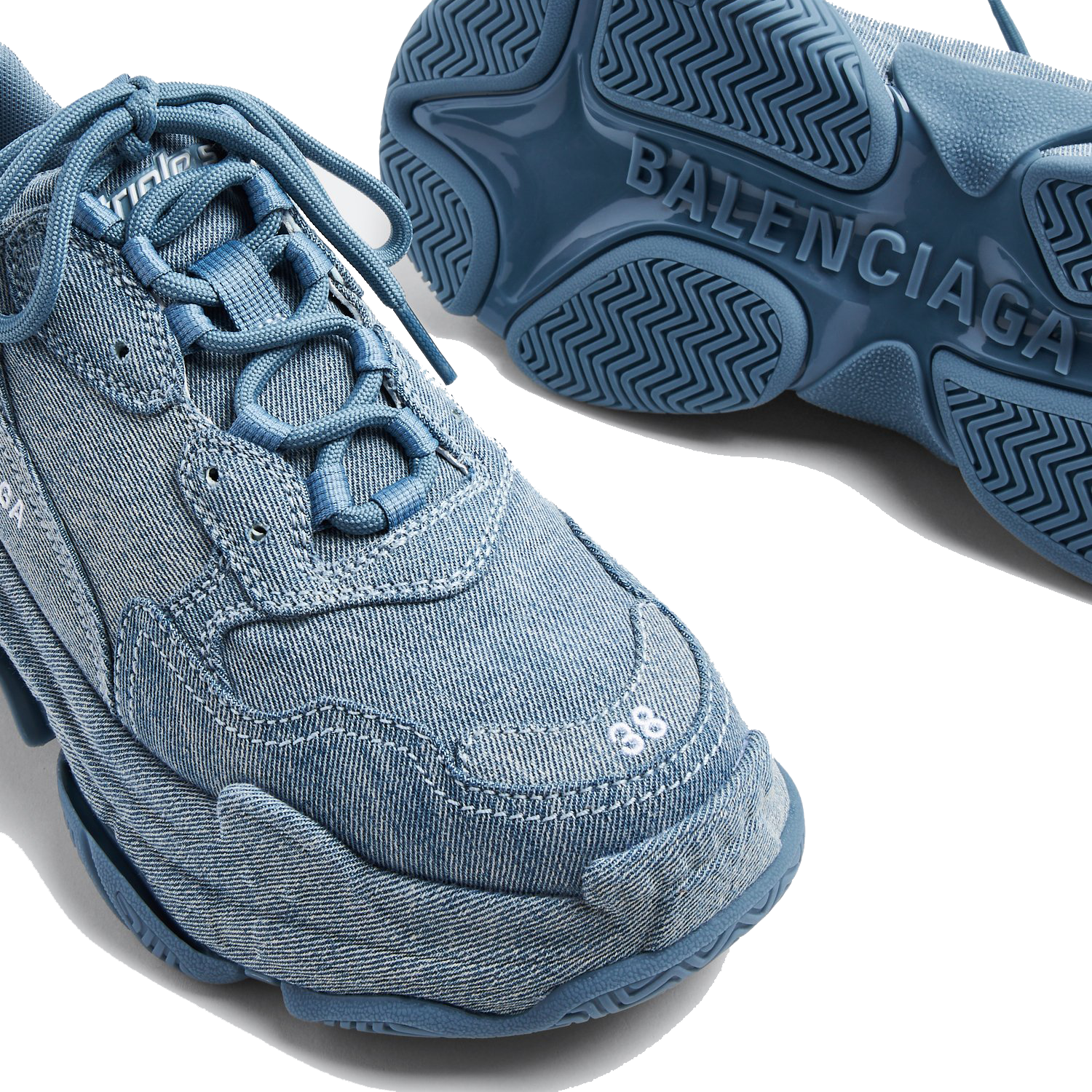 Balenciaga Triple S denim sneakers for Women - Blue