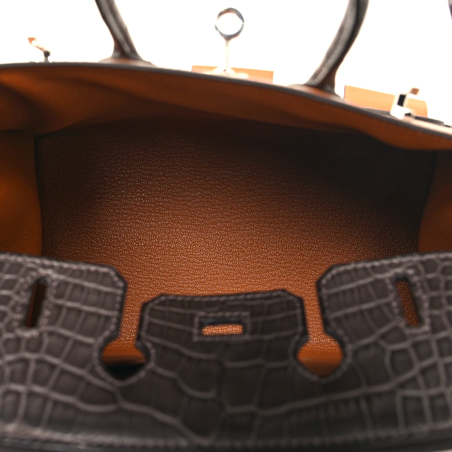 HERMES MADAME CALFSKIN MATTE ALLIGATOR EPSOM FAUBOURG DAY BIRKIN SELLIER 20 GOLD EBENE ORANGE