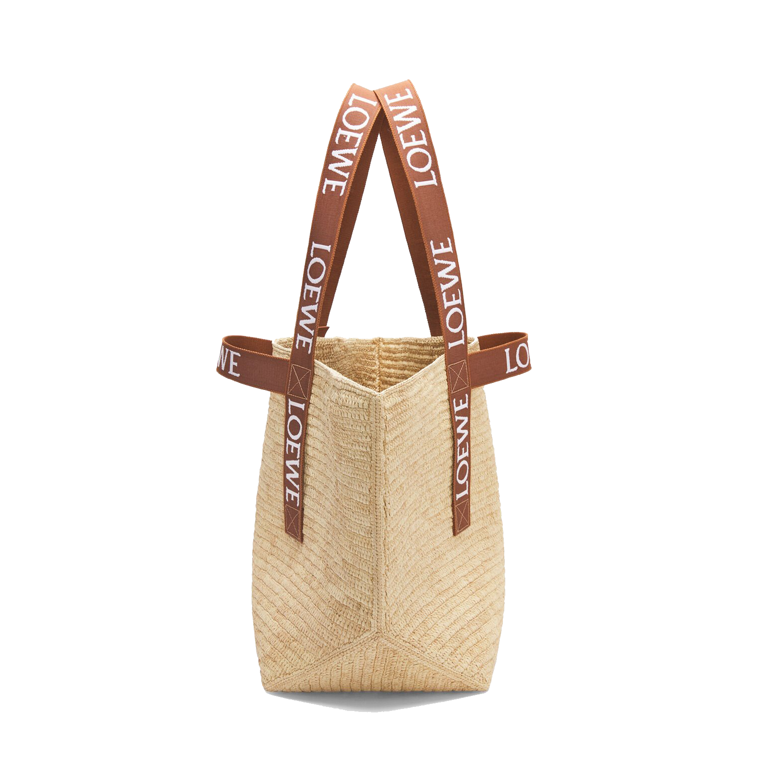 Loewe Fold Shopper In Raffia Natural Tan