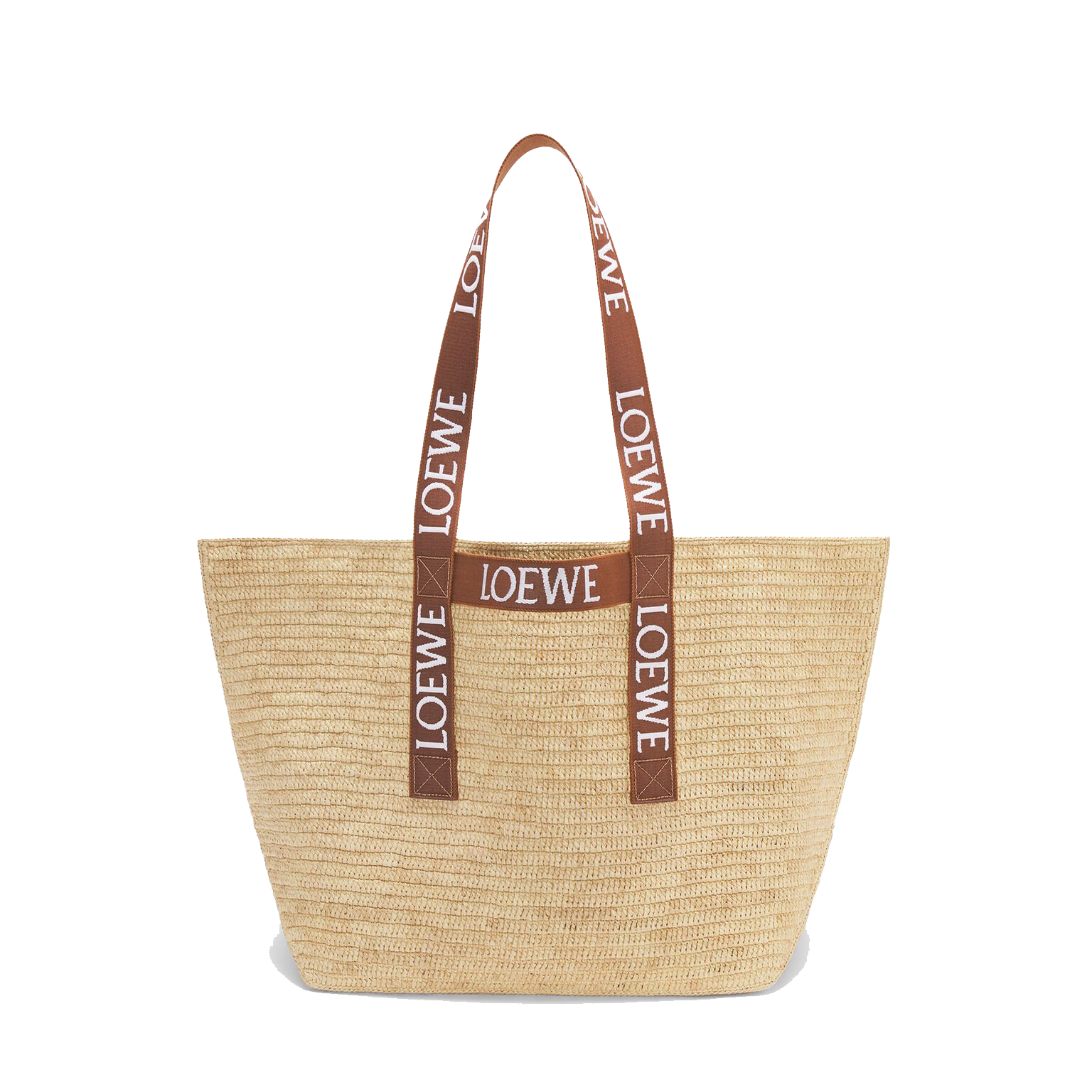 Loewe Fold Shopper In Raffia Natural Tan