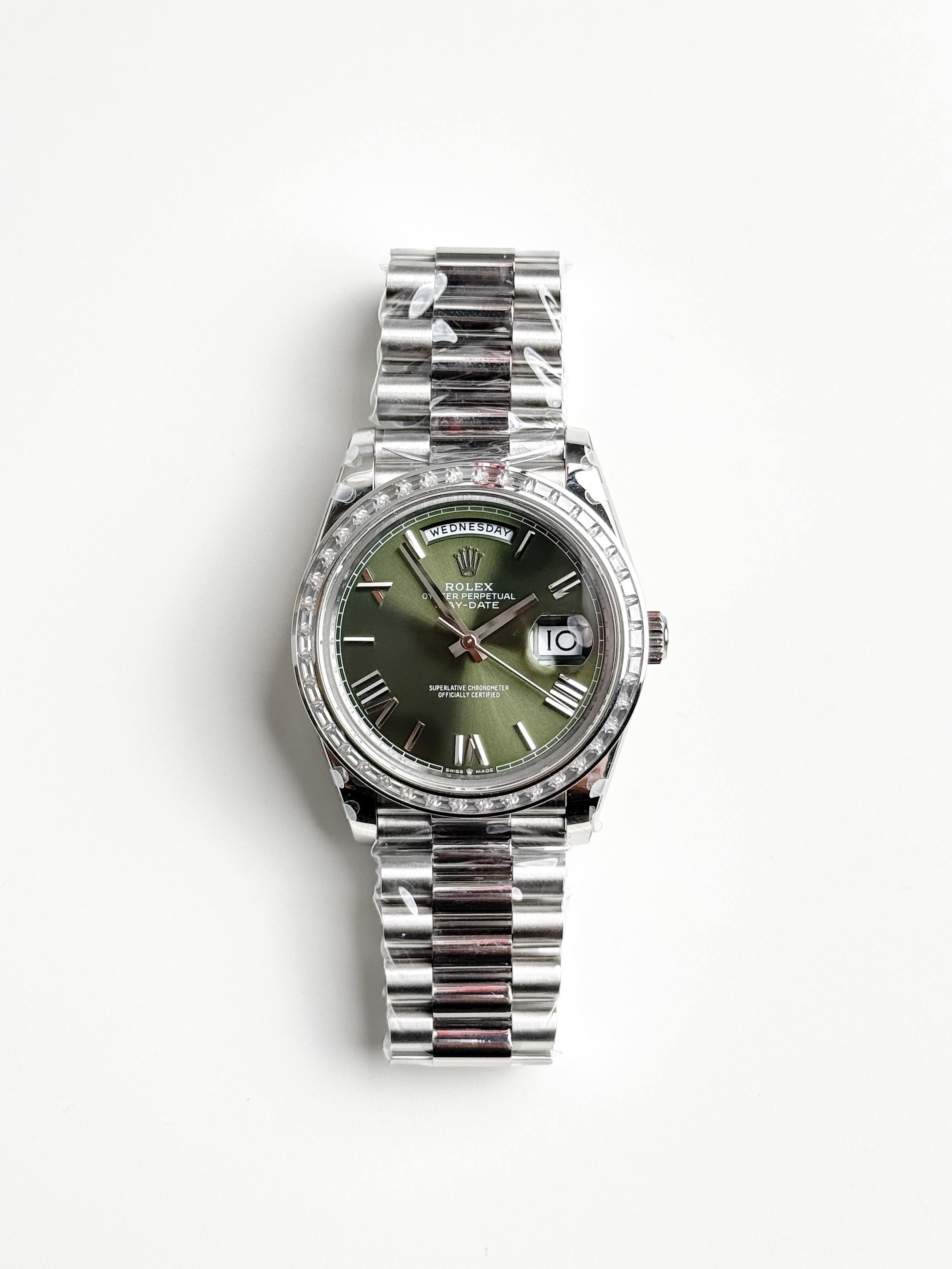 ROLEX DAY-DATE STAINLESS STEEL DIAMOND BEZEL