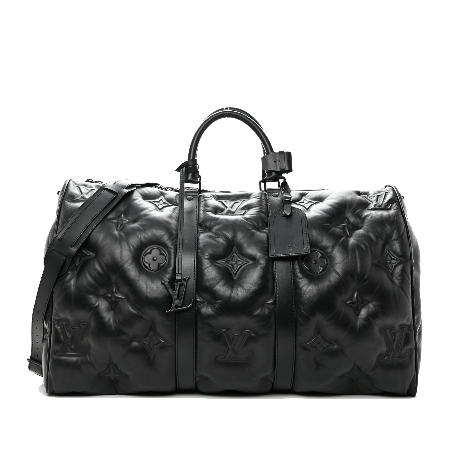 Louis Vuitton Lambskin Monogram Keepall Puffer Xl Bandouliere 75 Black