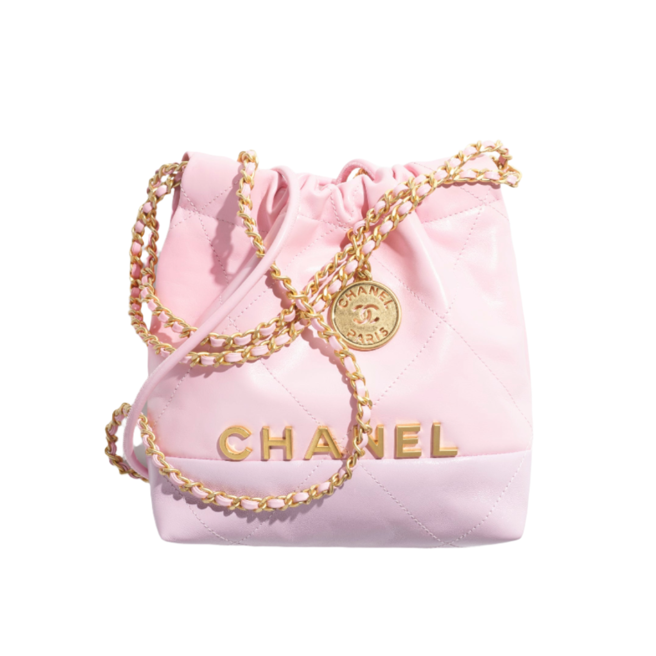 CHANEL mini handbag Shiny calfskin gold tone metal coral light purpple