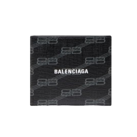 Balenciaga Square Folded Wallet Bb Monogram Coated Canvas in Black