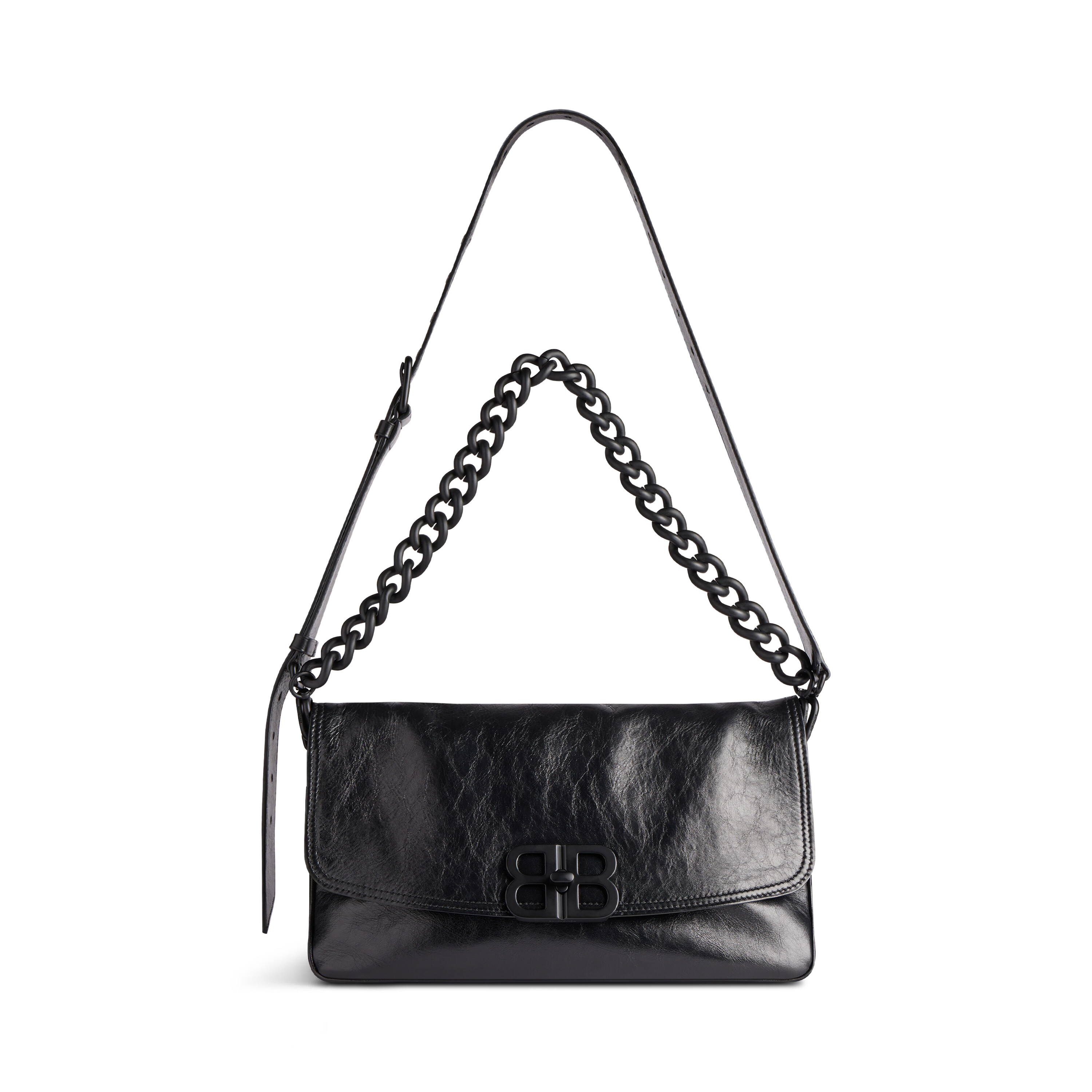 Bb Soft Medium Flap Bag in Black Balenciaga