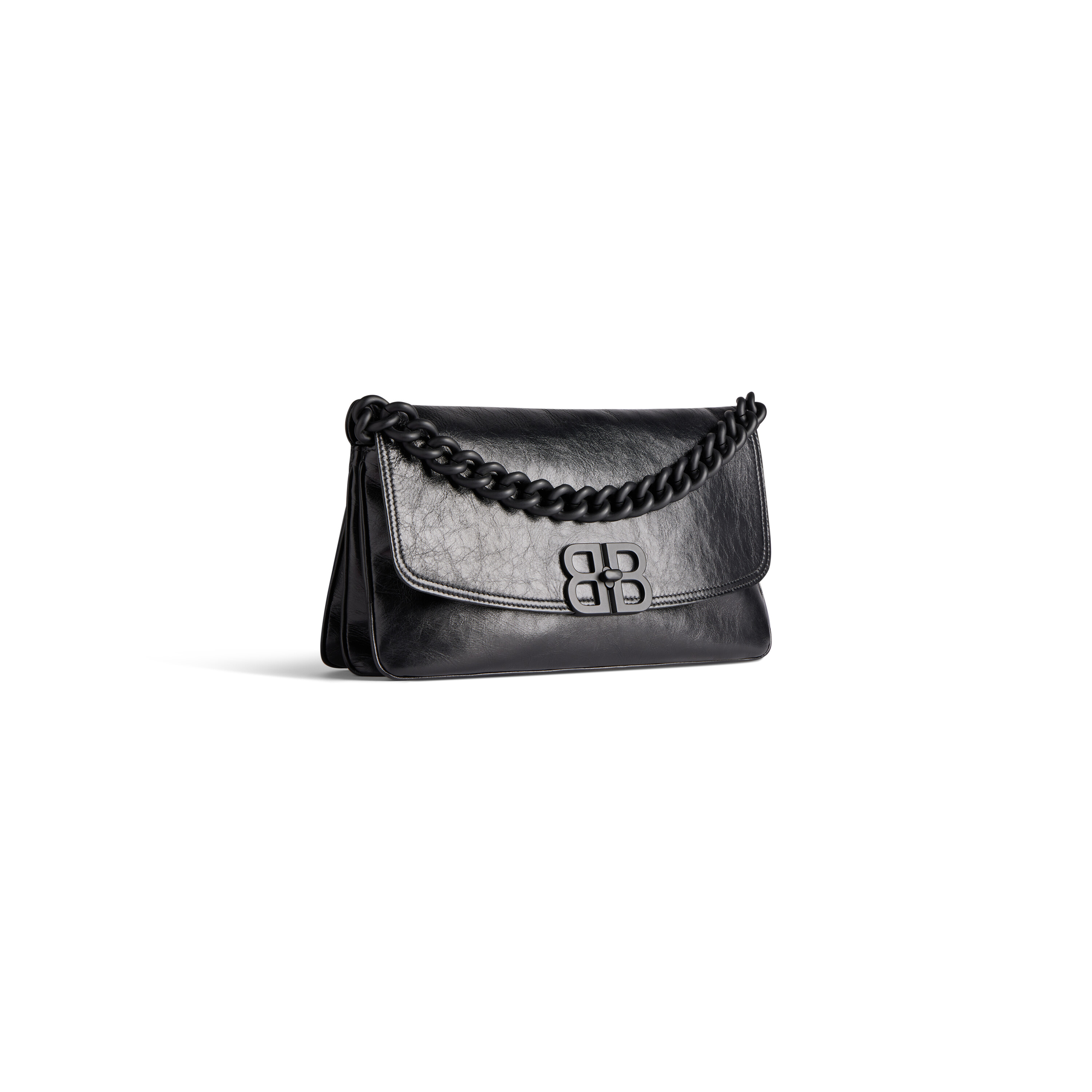 Bb Soft Medium Flap Bag in Black Balenciaga