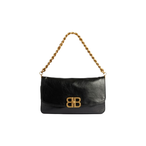 Bb Soft Medium Flap Bag in Black Balenciaga