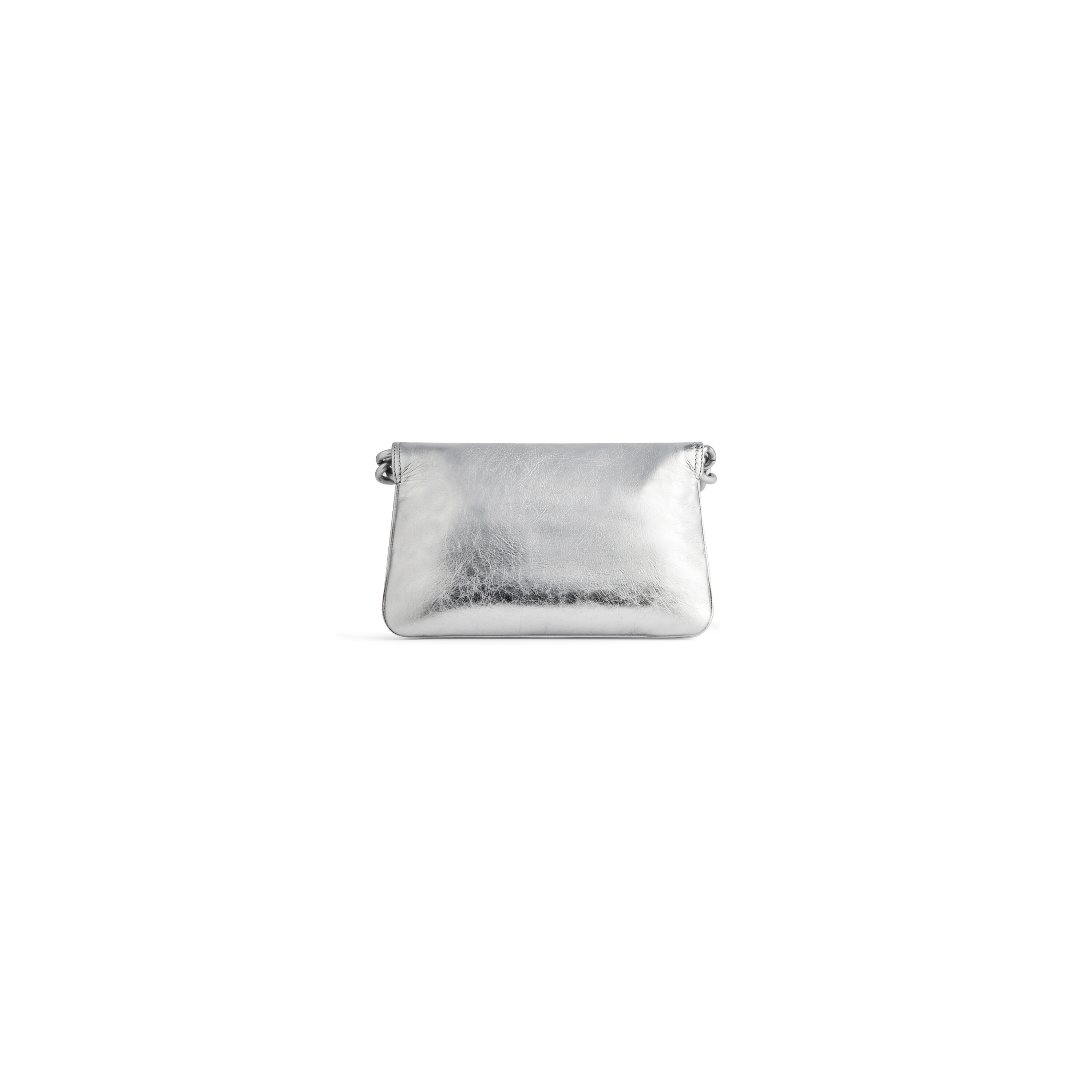 Bb Soft Small Flap Bag Metallized in Silver Balenciaga