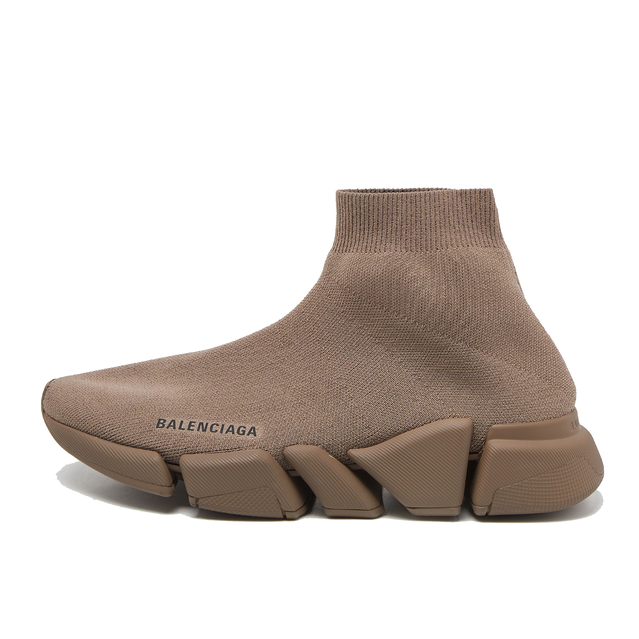 Balenciaga Brown Knit Fabric Speed Trainer High Top Sneakers