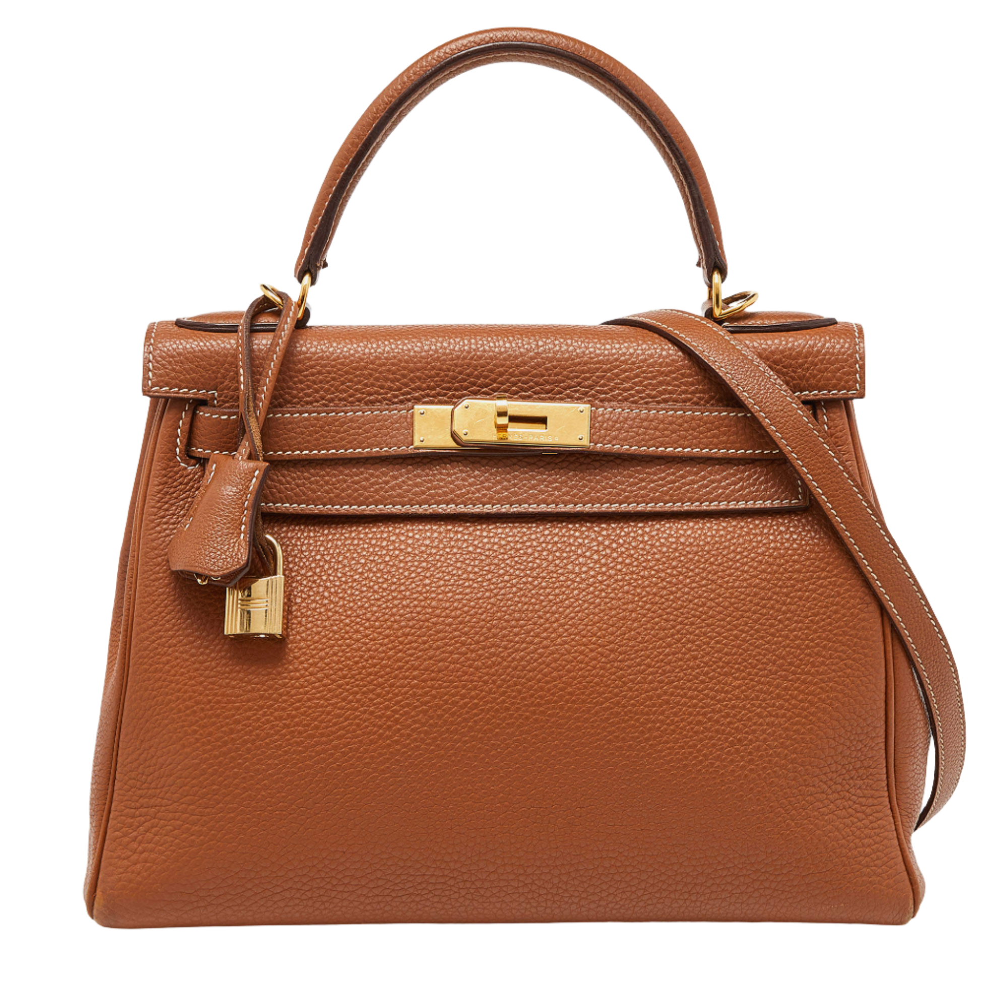 Hermes Gold Taurillion Clemence Leather Gold Finish Kelly Retourne 28
