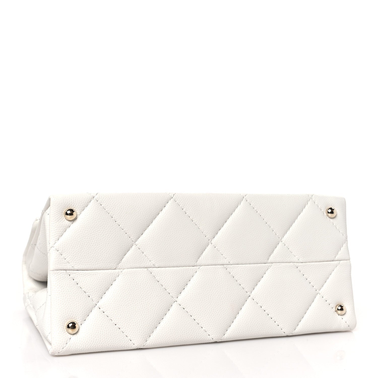 CHANEL CAVIAR QUILTED MINI RETRO TWIST TOP HANDLE FLAP WHITE