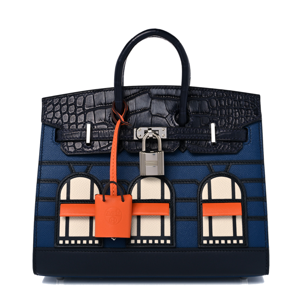 HERMES MADAME CALFSKIN MATTE ALLIGATOR EPSOM FAUBOURG BY NIGHT BIRKIN SELLIER 20 DEEP BLEU BLEU MARINE CRAIE
