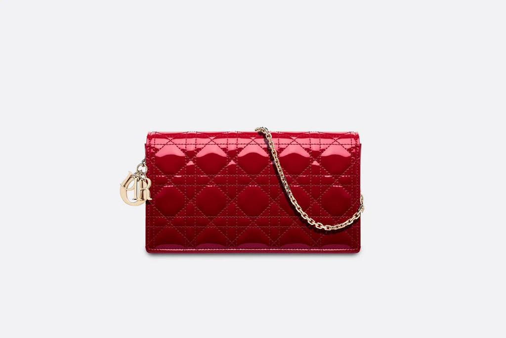 Lady Dior Pouch  Cherry Red Cannage Patent Calfskin  Dior Couture