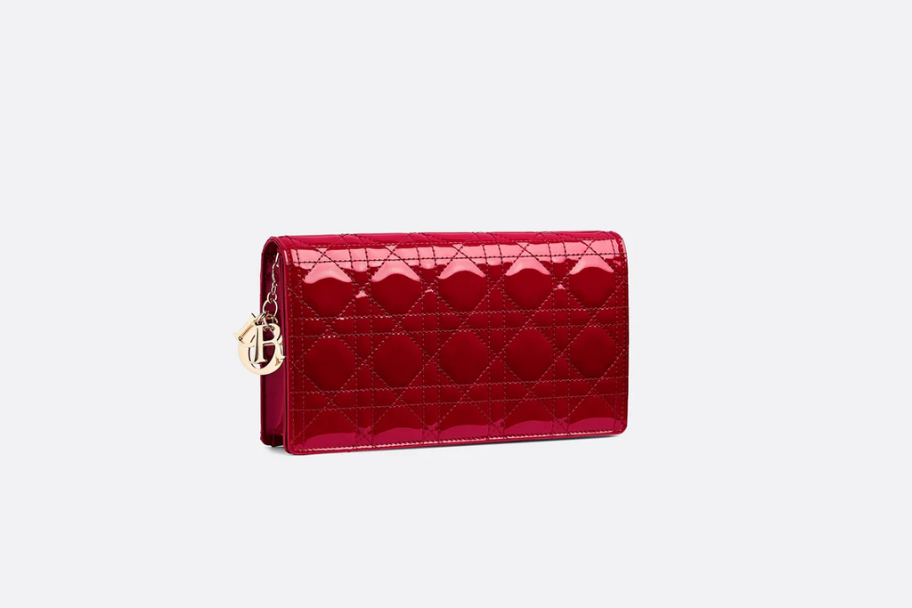 Lady Dior Pouch  Cherry Red Cannage Patent Calfskin  Dior Couture