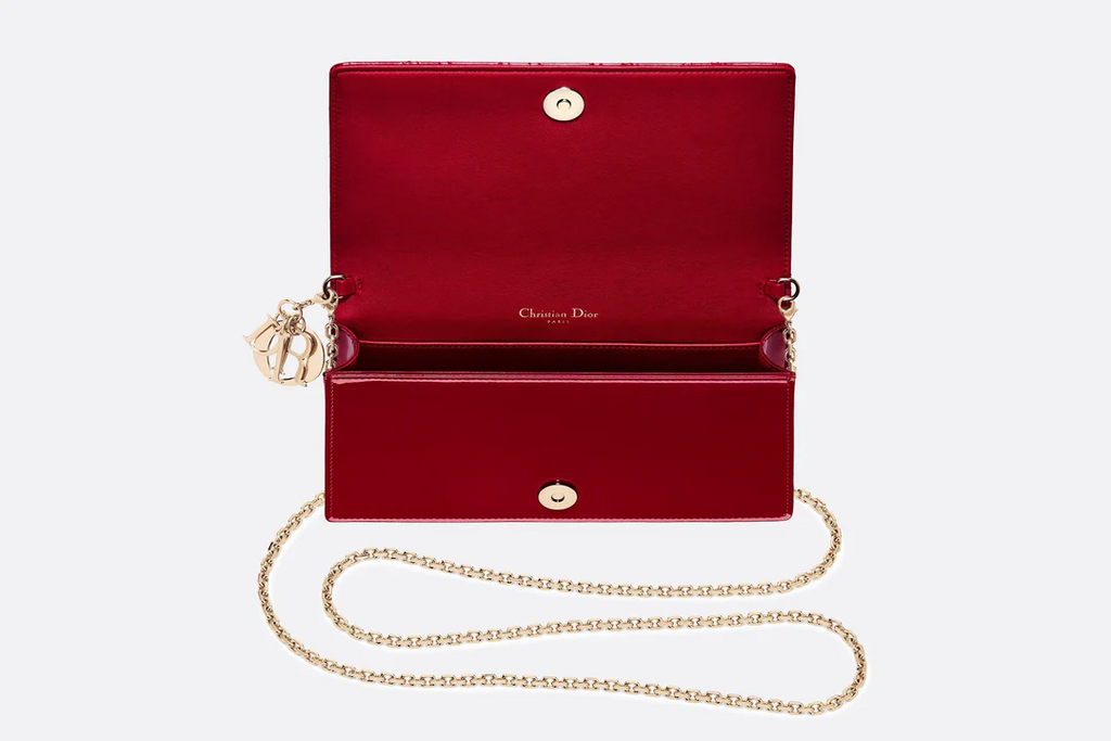 Lady Dior Pouch  Cherry Red Cannage Patent Calfskin  Dior Couture
