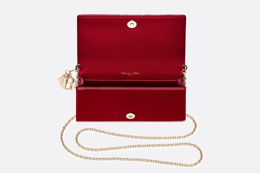 Lady Dior Pouch  Cherry Red Cannage Patent Calfskin  Dior Couture