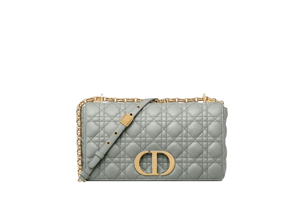 Large Dior Caro Bag  Gray Supple Cannage Calfskin  Dior Couture
