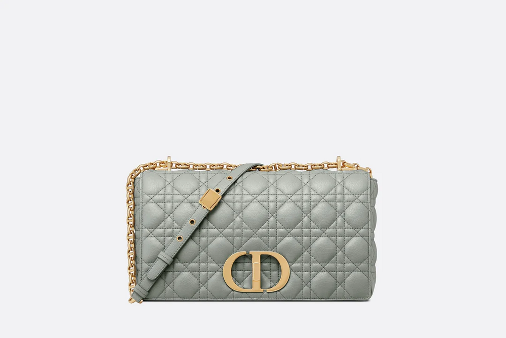 Large Dior Caro Bag  Gray Supple Cannage Calfskin  Dior Couture