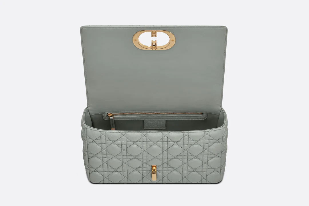 Large Dior Caro Bag  Gray Supple Cannage Calfskin  Dior Couture