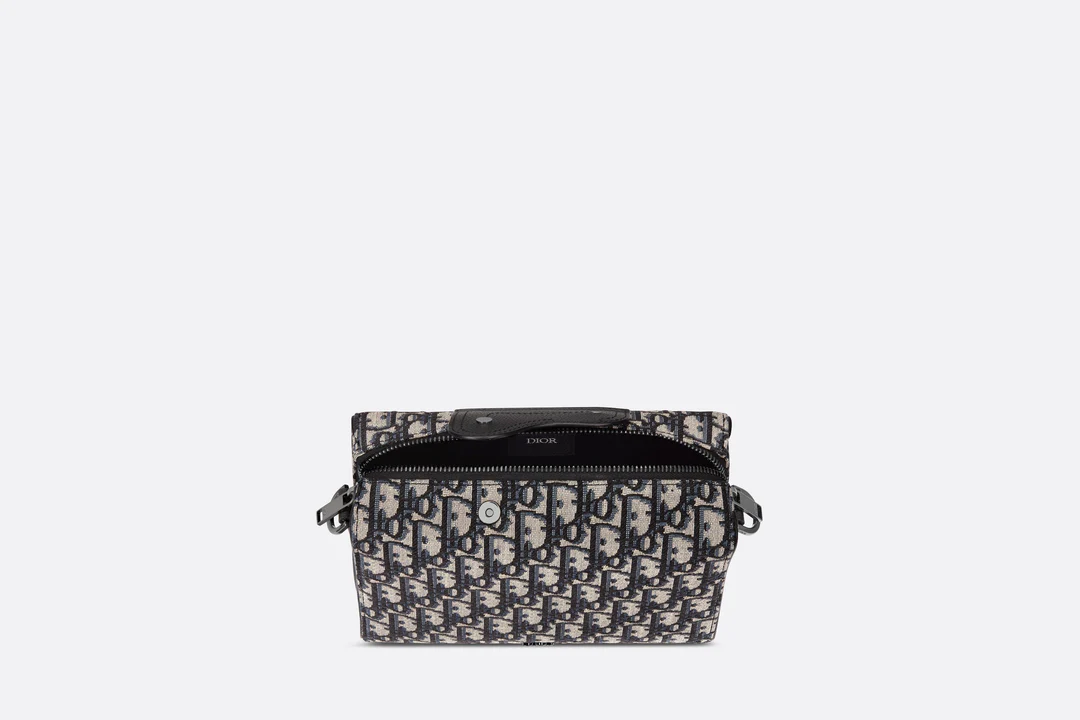 Dior Lingot Pouch Beige and Black Dior Oblique Jacquard and Black Gr  Dior Couture