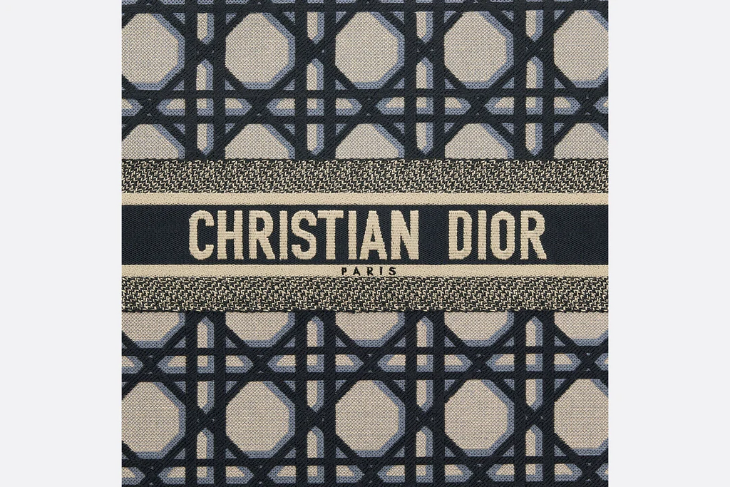 Large Dior Book Tote  Beige and Blue Macrocannage Embroidery _42_x_35  Dior Couture