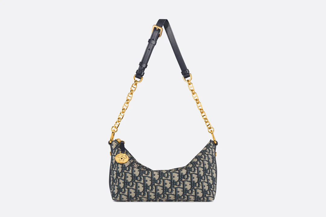 Diorstar Hobo Bag with Chain  Blue Dior Oblique Jacquard  Dior Couture