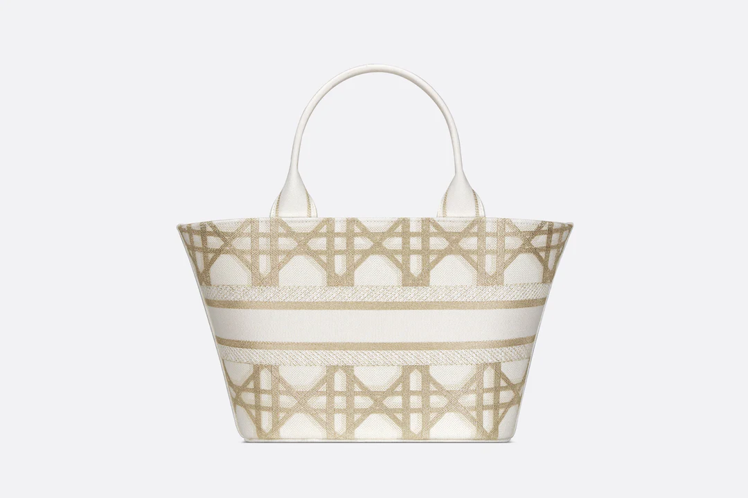 Hat Basket Bag  White and Gold-Tone Macrocannage Embroidery  Dior Couture