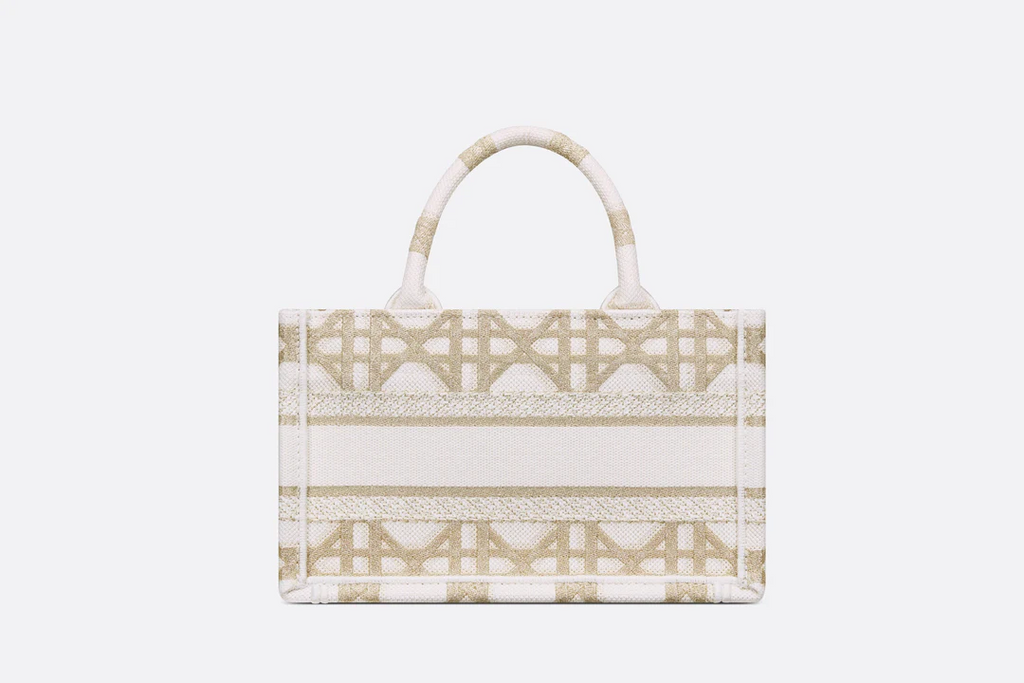 Dior Or Mini Dior Book Tote with Strap  Gold-Tone and White Macrocann  Dior Couture