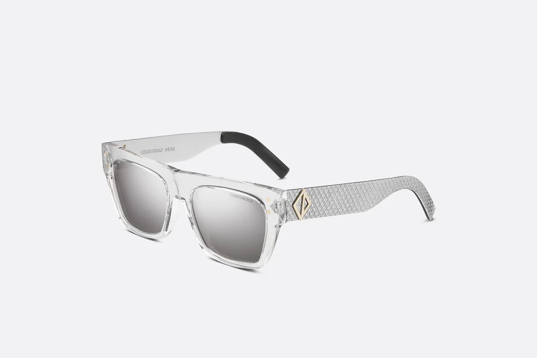 CD Diamond S8I _ Crystal-Tone and Silver-Finish Rectangular Sunglasses _ Dior Couture