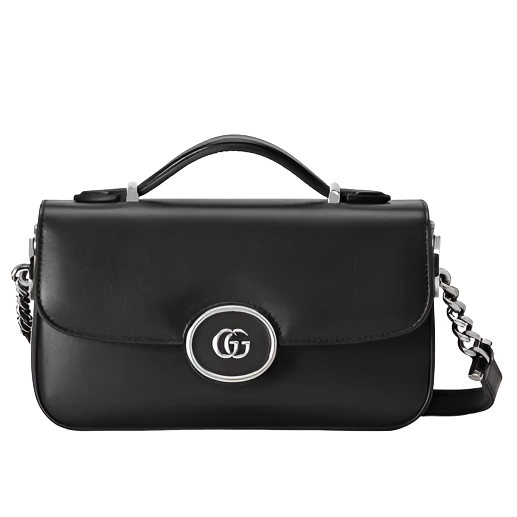 Gucci Women Petite GG Mini Shoulder Bag Black Leather Double G