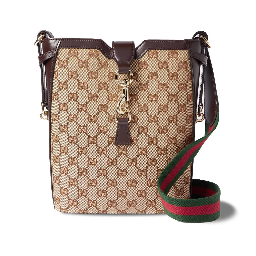Gucci Leather-trimmed canvas-jacquard shoulder bag