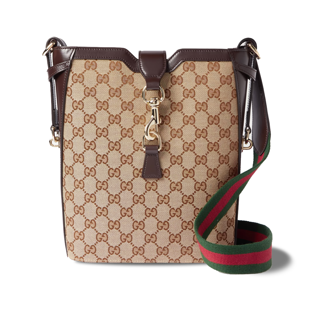 Gucci Leather-trimmed canvas-jacquard shoulder bag