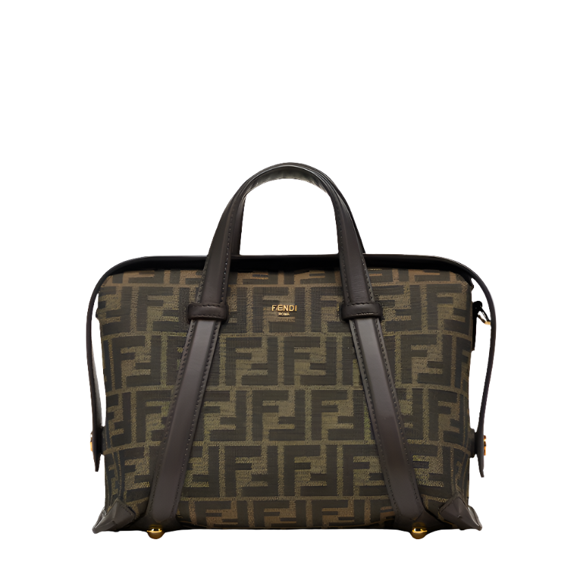 Fendi Boston 365 - Brown FF jacquard fabric bag