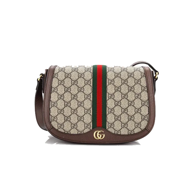 Ophidia Saddle Flap Shoulder Bag GG Coated Canvas Small