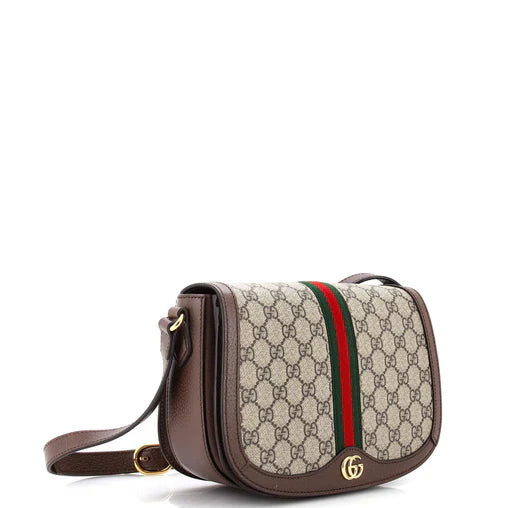 Ophidia Saddle Flap Shoulder Bag GG Coated Canvas Small