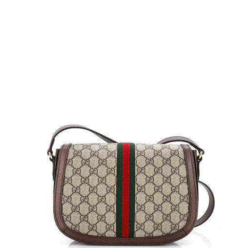 Ophidia Saddle Flap Shoulder Bag GG Coated Canvas Small
