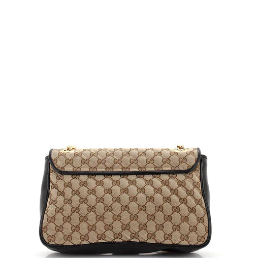 GG Marmont Flap Bag Diagonal Quilted GG Canvas Medium