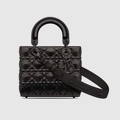 Dior Women Small Lady Dior My Abcdior Bag Black Cannage Calfskin with Diamond Motif