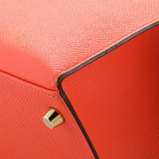 Kelly Handbag Rouge Pivoine Epsom with Gold Hardware 28