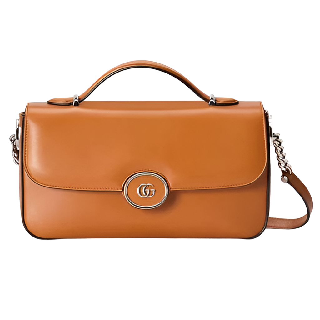 Gucci Women Petite GG Small Shoulder Bag Orange Leather Double G