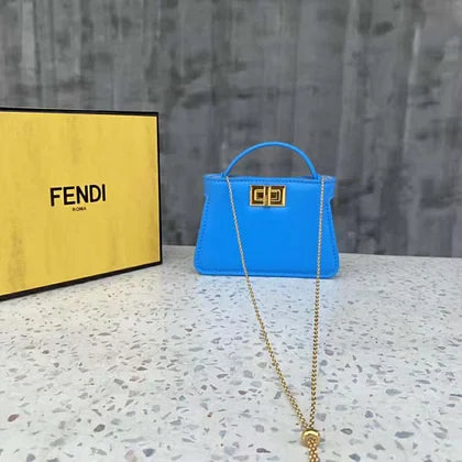 Fendi Women Pico Peekaboo Charm Light Blue Nappa Leather Charm