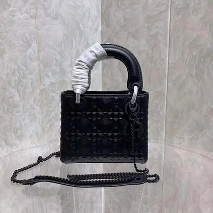 Dior Women Small Lady Dior My Abcdior Bag Black Cannage Calfskin with Diamond Motif