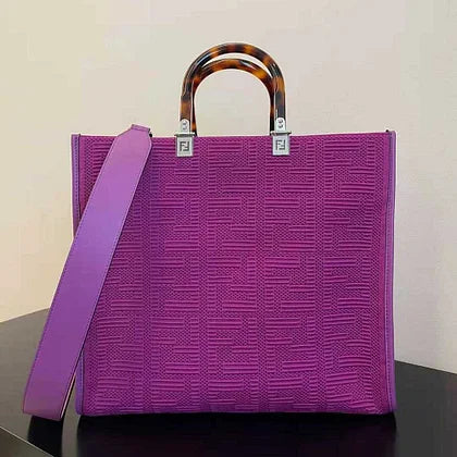 Fendi Women Sunshine Medium FF Fabric Shopper-Purple