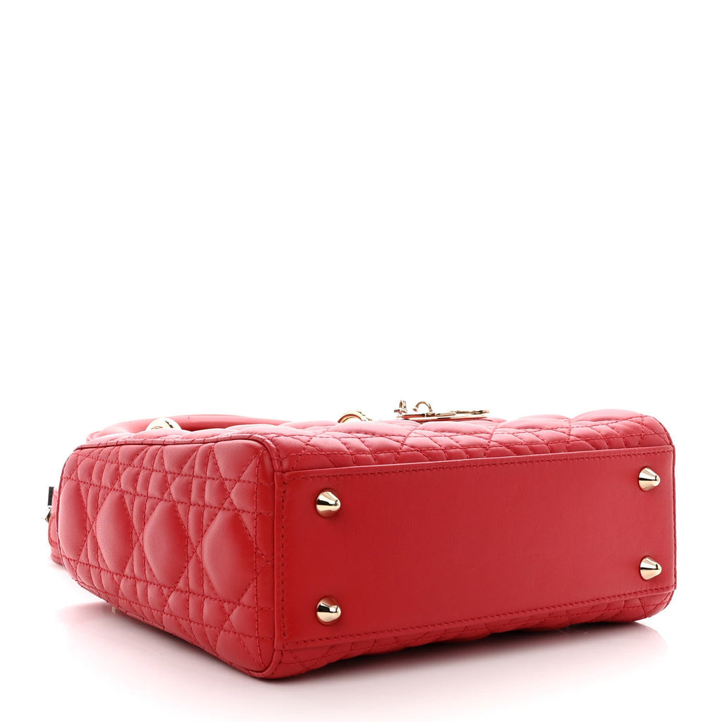 CHRISTIAN DIOR LAMBSKIN CANNAGE SMALL LUCKY BADGES LADY DIOR RED