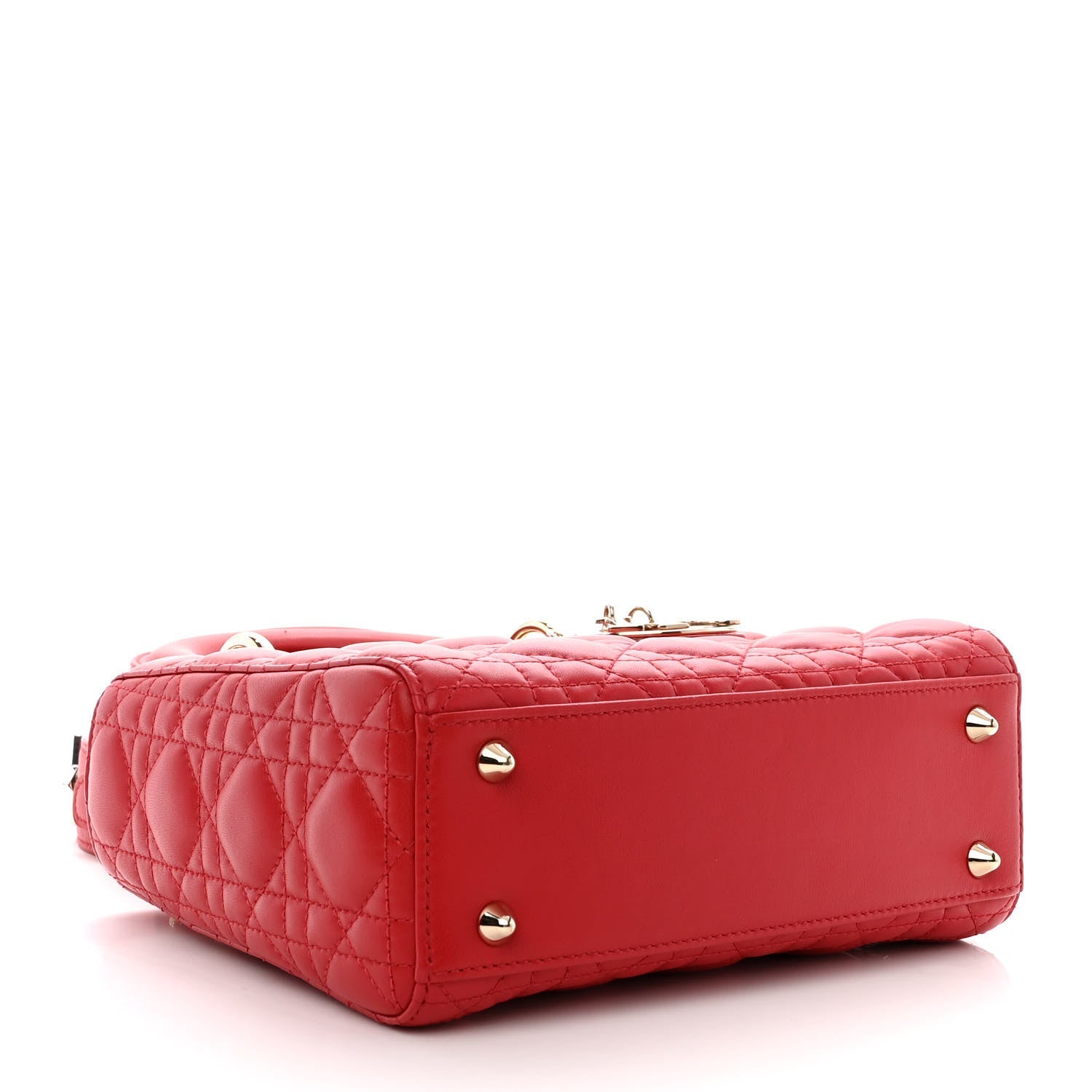 CHRISTIAN DIOR LAMBSKIN CANNAGE SMALL LUCKY BADGES LADY DIOR RED