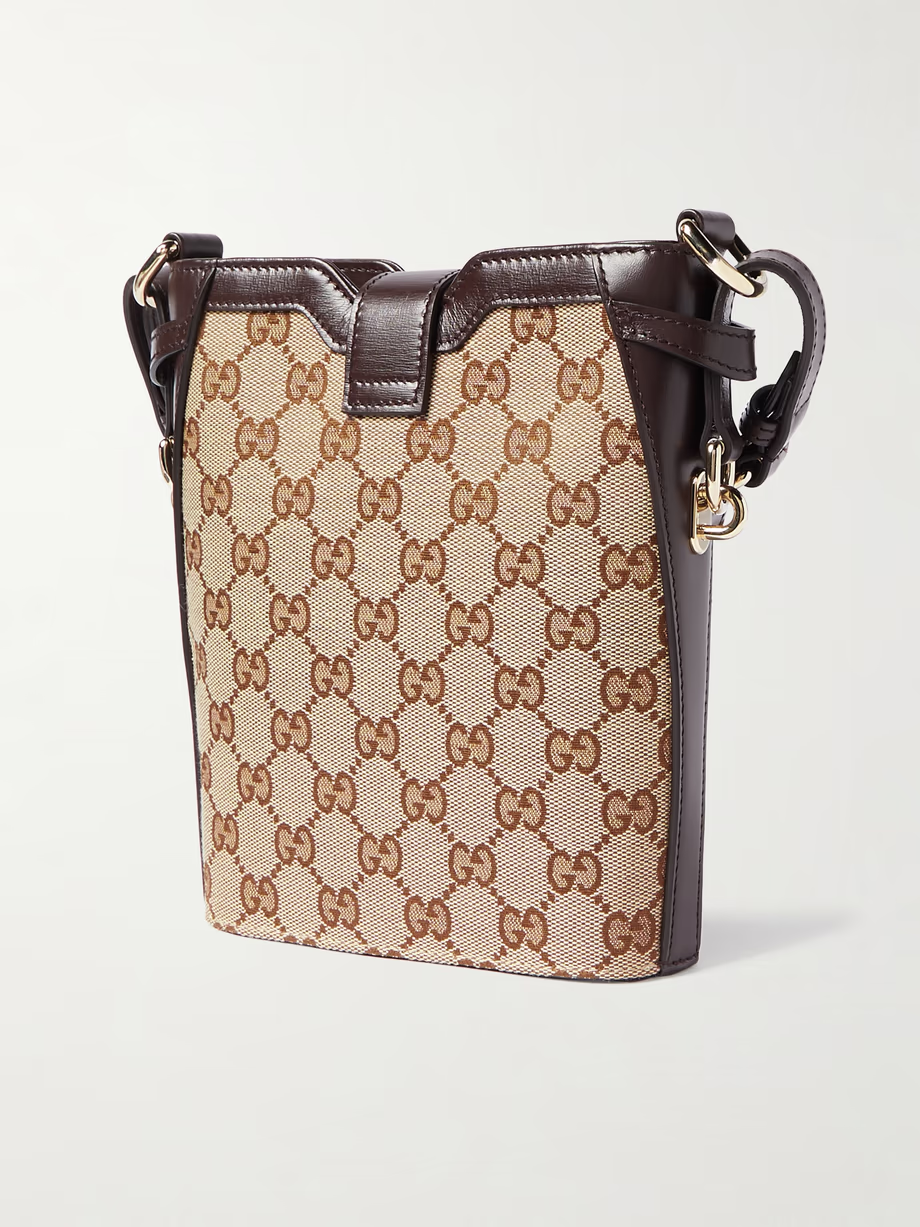 Gucci Leather-trimmed canvas-jacquard shoulder bag