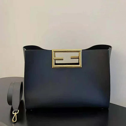 Fendi Women Way Medium Made of Camellia-Colored Leather Bag-Black