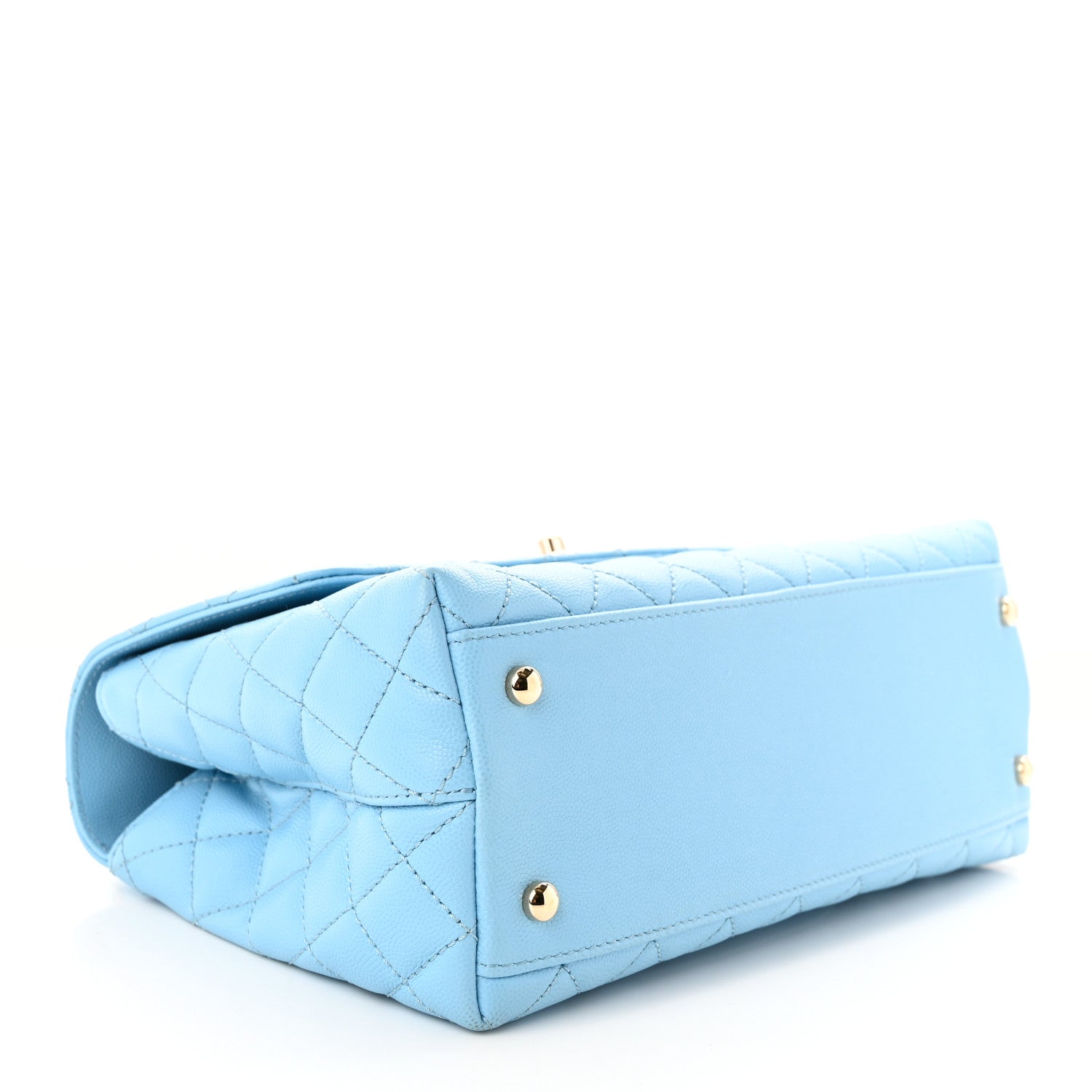 CHANEL CAVIAR QUILTED SMALL COCO CHAIN HANDLE FLAP LIGHT BLUE