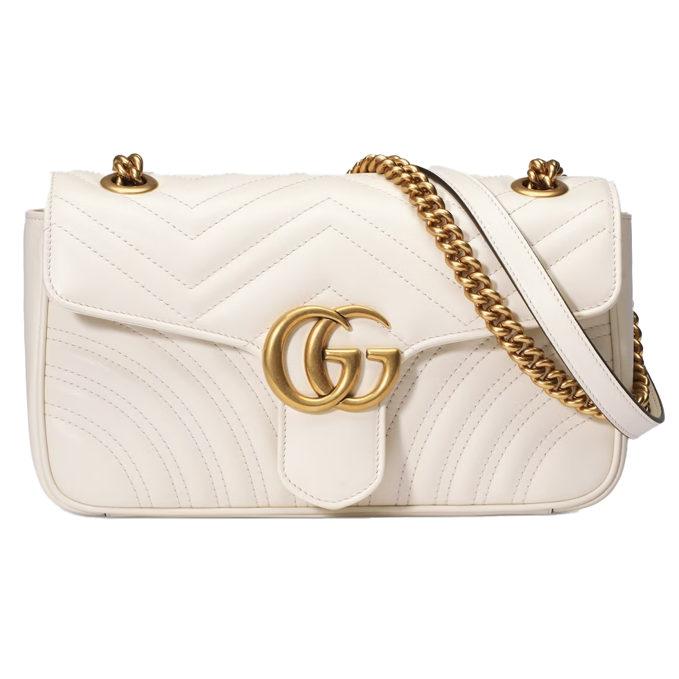 White Matelass  Leather GG Marmont Small  shoulder Bag