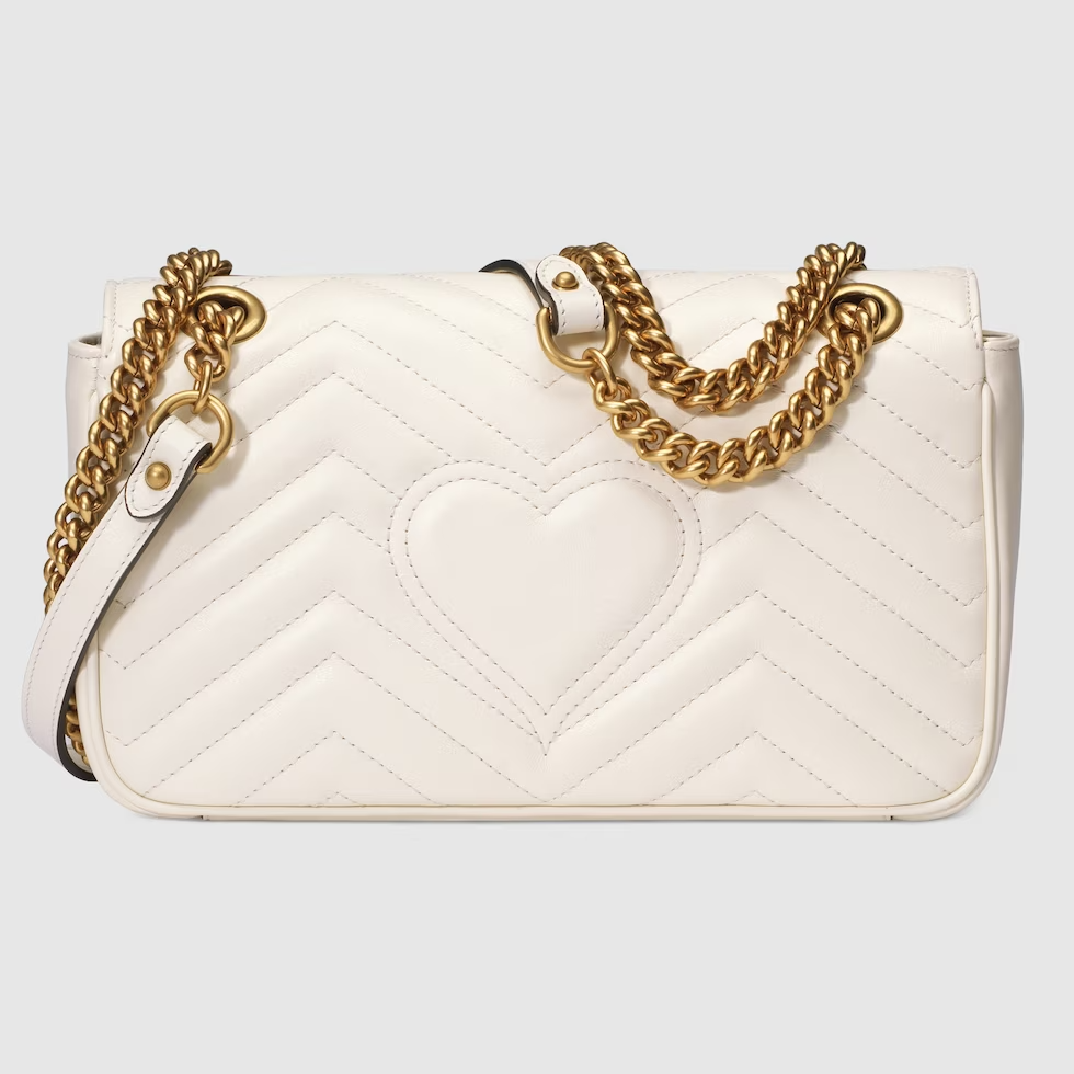 White Matelass  Leather GG Marmont Small  shoulder Bag
